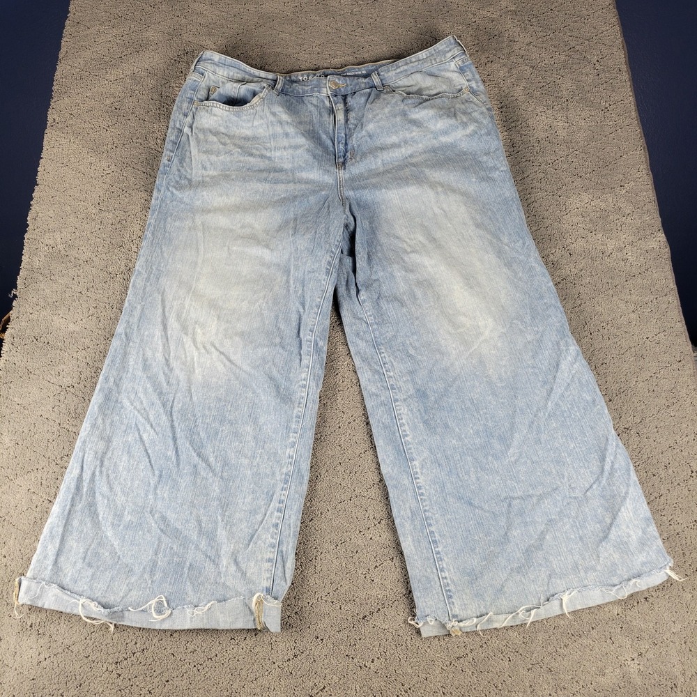 Torrid Jeans Womens 22T Tall Plus Size Blue High Rise Baggy Wide Leg Raw Hem